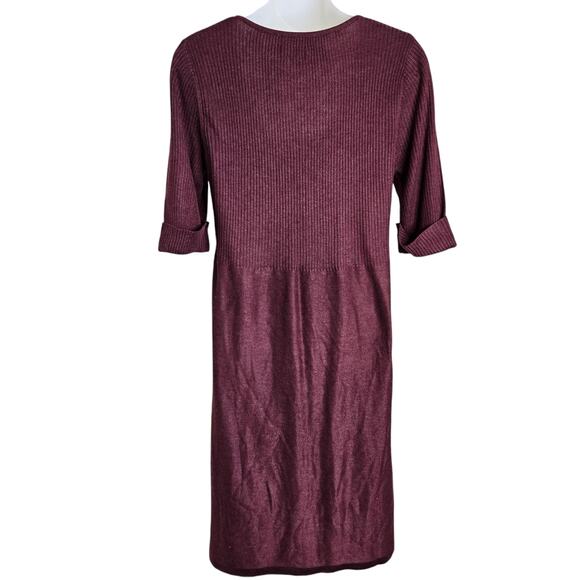 Calvin Klein Womens Cozy Sweater Dress Medium Burgundy Ribbed Knit Fall Winter - Picture 6 of 8